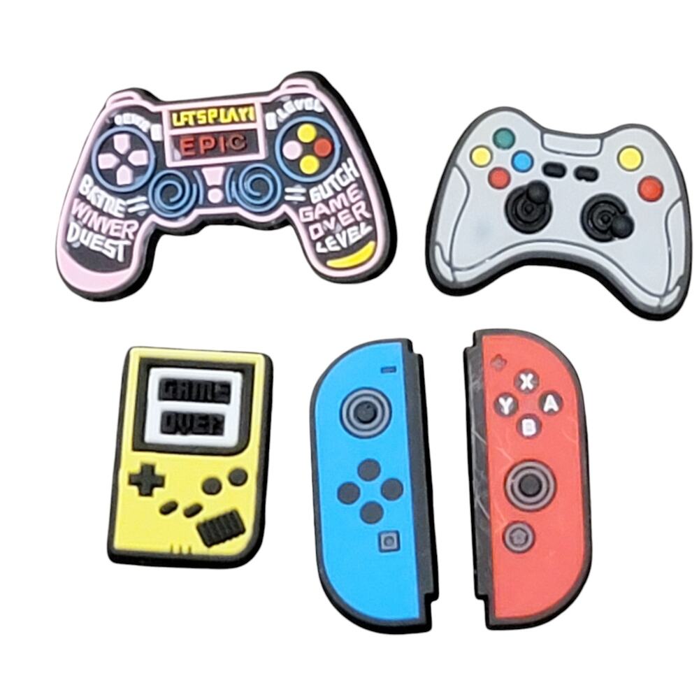 Video Game Shoe Charms Lot 5 Pc Controller Game Boy Switch Stocking Stuffer Gift